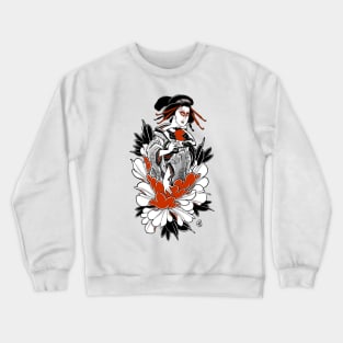 Geisha And Peony Crewneck Sweatshirt